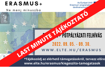 Erasmus pótpályázat 2022/23 tanév TAVASZI félévére